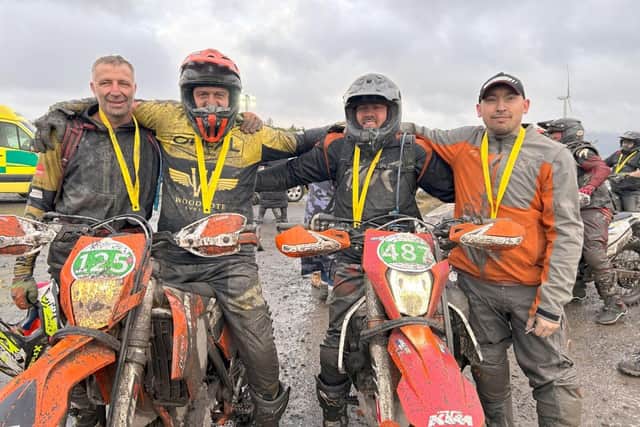 Virgil and Gareth with their supporters at the 12-hour challenge in the Brecon Beacons