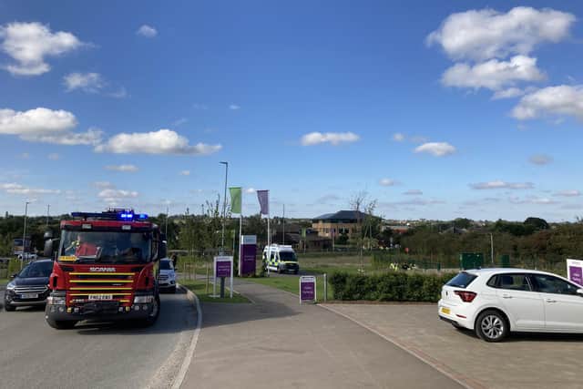 Emergency services at the site of the glider crash in Melton this afternoon