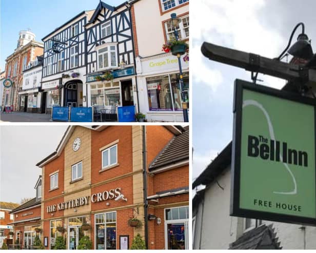 Some of the Melton area bars and pubs listed in the 2024 Good Beer Guide, clockwise from top left, The Kettleby Cross at Melton, The Bell at Frisby and the Half Moon at Melton