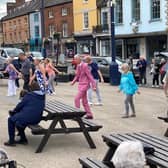 Dancers strut their stuff in Melton Market Place for the Platinum Jubilee