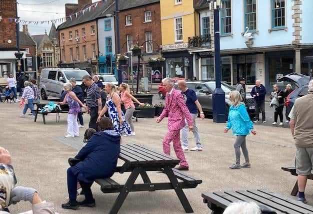 Dancers strut their stuff in Melton Market Place for the Platinum Jubilee