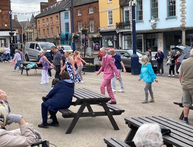 Dancers strut their stuff in Melton Market Place for the Platinum Jubilee