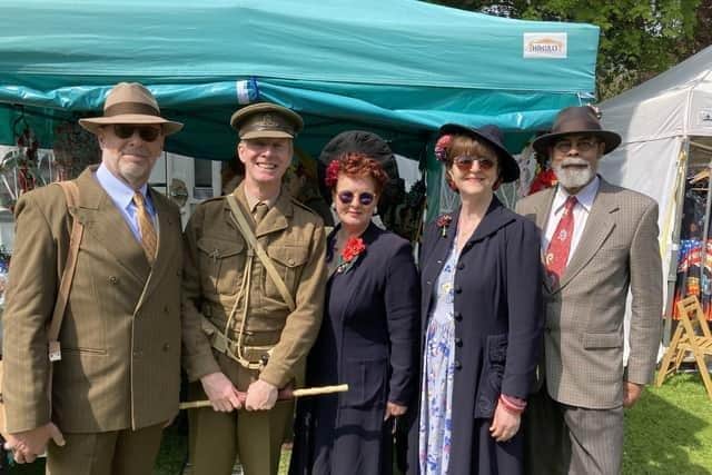 People in period clothes at the 1940s Melton Mowbray event in 2023