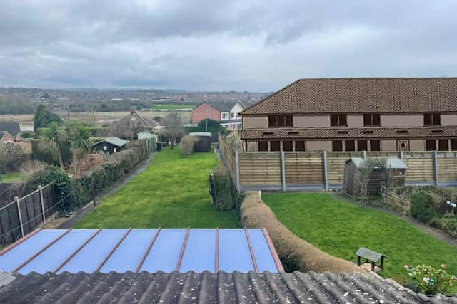 A graphic showing where the new houses would be built off Asfordby Road and what the view would be like from neighbouring properties