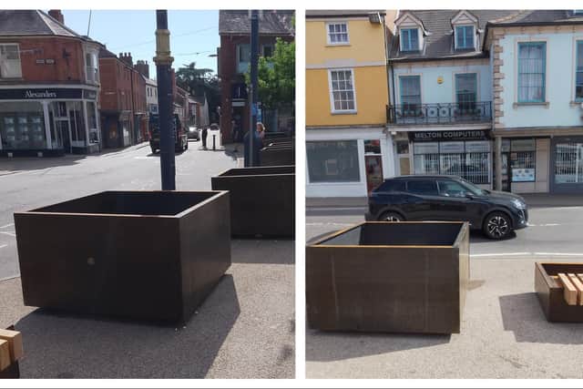 The new planters and benches in Melton Mowbray's Market Place