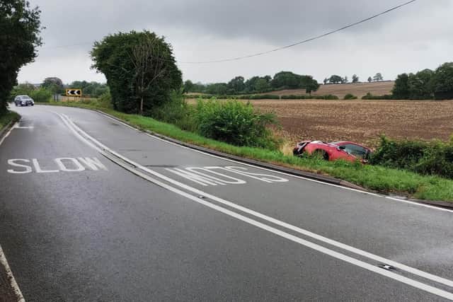 One of the seven cars which left the road on the Shoby Bends within just 48 hours
