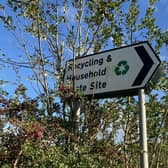 A sign outside Somerby waste site, which is being closed down due to cost-cutting measures
