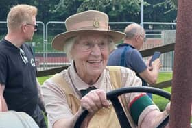 Annie Duplok (101) recreates her wartime Land Army duties at the Melton 1940s event