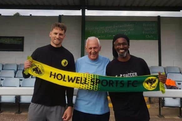Holwell Sports bosses Liam Wild and Miguel DeSouza, who have resigned, pictured with chairman Graham Lewin when they joined the club in the summer of 2025