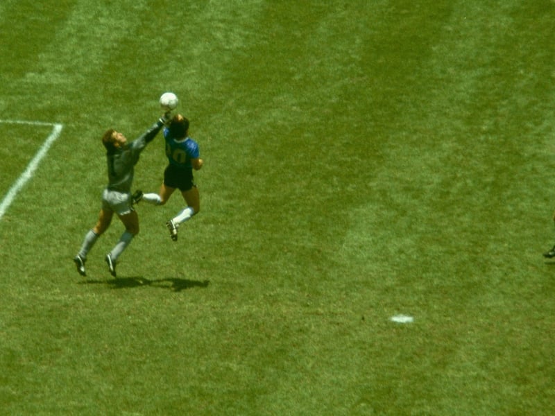 The 1986 quarter-final between England and Argentina saw one of the most controversial moments in football history. It came in the second half of the match in Mexico City when Diego Maradona punched the ball into the net when jumping up against England goalkeeper Peter Shilton.