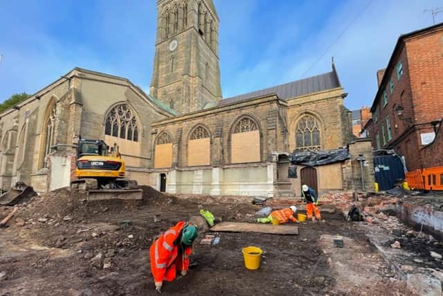 Archaeologists working on the Leicester Cathedral dig