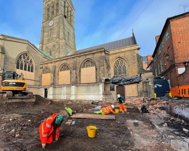 Archaeologists working on the Leicester Cathedral dig