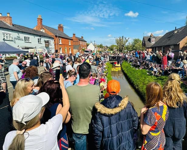Crowds gather for a previous Wymeswold duck race day