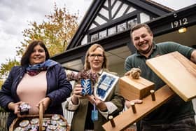 Winter fair organiser Lorna Pearson (centre) with two of the makers who will sell their products, Caroline Walker and James Troop, outside Ashby Folville Village Hall.