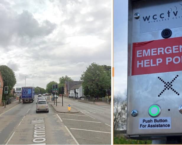 Norman Way (left), Melton, and the new Emergency Help Point located there this week