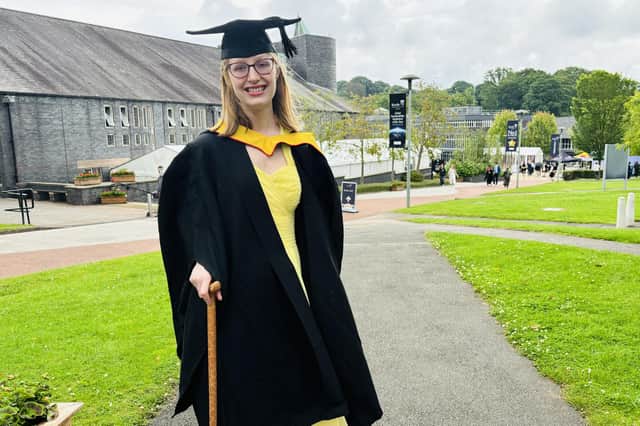 Miriam Culy pictured on graduation day at Keele University