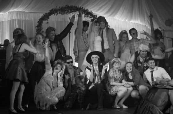 Cast members of The Wedding Singer at the Market Tavern in Melton