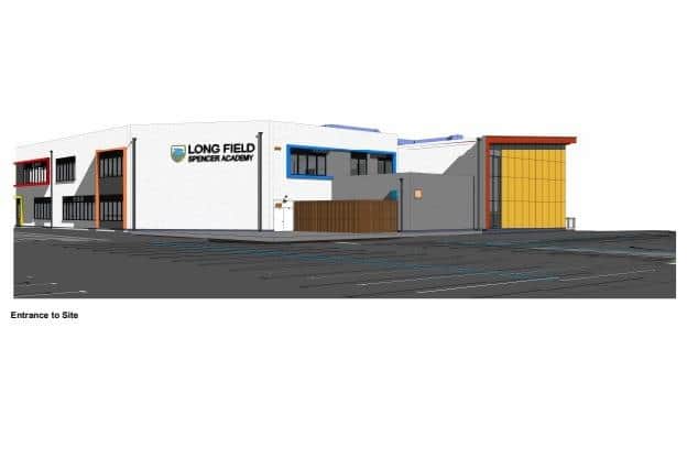 A computer graphic of what the new building will look like at Long Field Spencer Academy