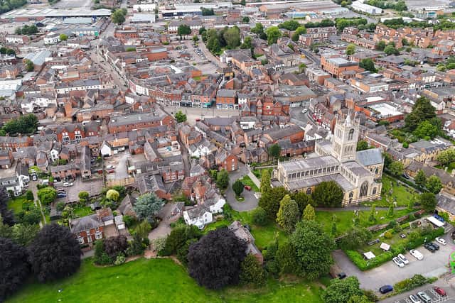 An aerial view of Melton Mowbray town centre Image: courtesy of Dan Parker (Melton and around from ABOVE Steely DRONE)