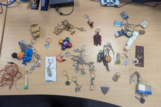 Some of the items recovered after a suspected thief was chased through Melton and arrested