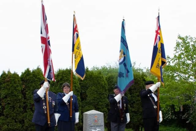 Standard bearers at the memorial service for a wartime bomber crew at Langar Airfield
PHOTO MELANIE DAVIES