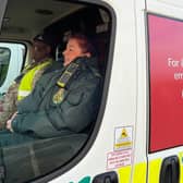 Lance Bombardier Rokotubuna, from the Motor Transport department, 19 Regiment Royal Artillery, based in Larkhill, and Kelly Botham, EMAS Clinical Tutor, crew an EMAS ambulance this week