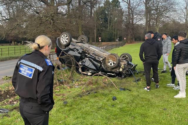 Police and club members at the scene of the latest accident near Barkby United Cricket Club