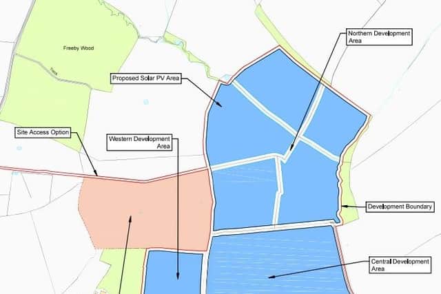 A graphic showing part of the planned Freeby Lane Green Energy Park near Waltham