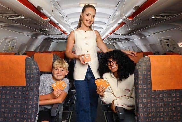 Katie Piper onboard an EasyJet plane