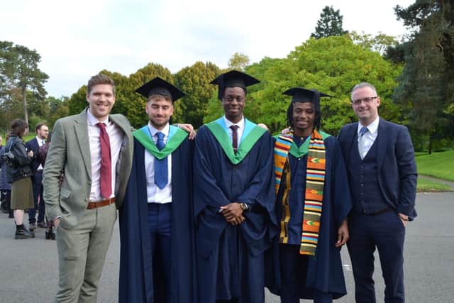 Students and staff at SMB College Group's graduation day at Brooksby