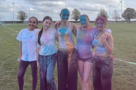 Some of the MV16 students pictured after their charity Colour Run