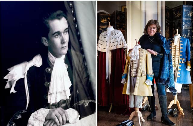 LEFT: Charles, Marquis of Granby, at the Coronation of George VI in 1937 and (right) the Duchess of Rutland shows off his robes as they go on public display