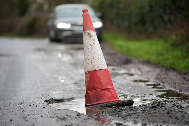 A deep pothole (Photo by Christopher Furlong/Getty Images)