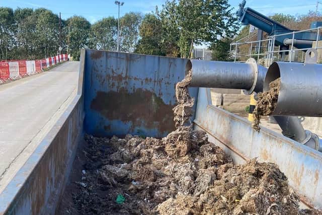 The rag skip at Melton Mowbray's Severn Trent sewage treatment works