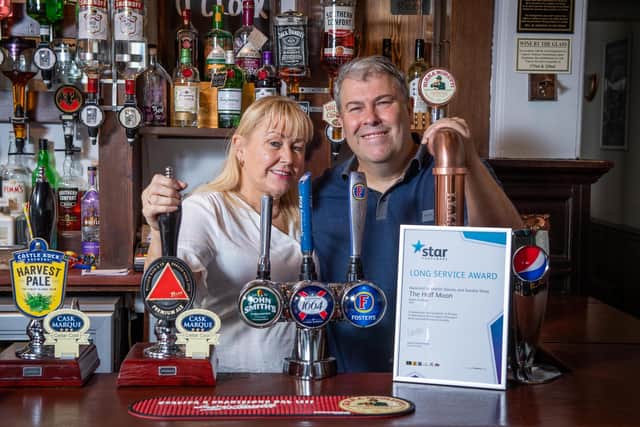 Martin Davis and Sandra Shaw, who have been licensees of the Melton's Half Moon pub for 22 years