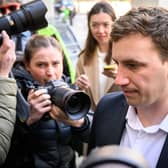 Christopher Cash arrives at Westminster Magistrates Court ahead of a hearing over allegations of spying for China, on April 26, 2024 in London (Photo by Leon Neal/Getty Images)
