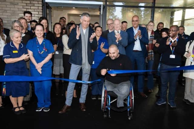 Paralympic powerlifter Ali Jawad officially opens the new endoscopy unit at Leicester General Hospital