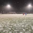 The Melton pitch before the game was abandoned. Photo: Chris Chapman.