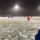 The Melton pitch before the game was abandoned. Photo: Chris Chapman.