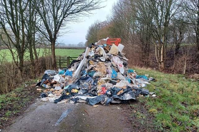 The huge pile of rubbish dumped near fields in East Goscote
Credit: Charnwood Borough Council