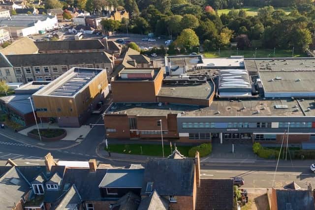The Melton Mowbray college and theatre site which is up for sale for £3.5M IMAGE: Melton and around from ABOVE Steely DRONE
