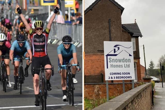 The climax to a previous Women's CiCLE Classic in Melton (left) and the Snowdon Homes housing development which is leading to Thorpe Road being closed for nearly two weeks