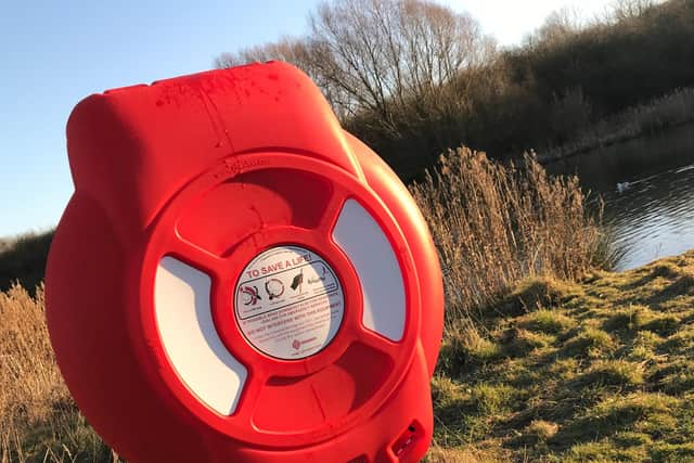 One of the new life buoys at the country park lake