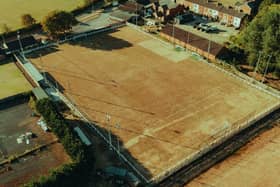 A drone photo of Holwell Sports FC's stadium, illustrating the current drought conditions in this region IMAGE Melton and around from ABOVE Steely DRONE