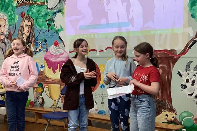 Buckminster Primary School pupils try to make the school laugh on Comic Relief day