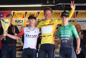 Winner Ben Granger (centre), runner-up Otto Van Zenden (right) and third-placed Dylan Hicks. Photo by Nick Rennie.