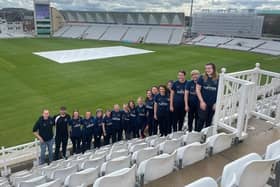 Belvoir's players at Trent Bridge in their new kit, sponsored by Jupiter Asset Management.