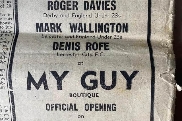 The first advert for My Guy in the Melton Times in 1975 after the shop moved to Sherrard Street
