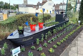 The boat display at Parkside - created by Melton In Bloom with helps from the community