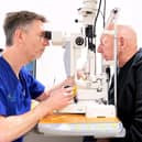 Optegra optometrist Oliver Bowen-Thomas and patient Jim Hayles